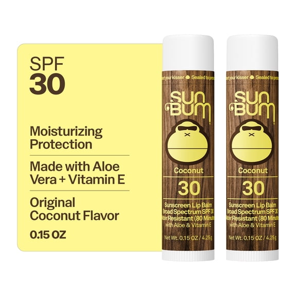 Sun Bum Lip Balm, Coconut, SPF 30, 2 Pack
