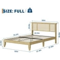 thumbnail image 3 of IdealHouse Full Size Bed Frame with Rattan Headboard, Wood Slat Support, Sturdy Metal Base, Boho Style, No Box Spring Needed, 3 of 9