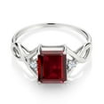 thumbnail image 3 of Gem Stone King 2.67 Cttw Red Garnet 3-Stone Ring for Women | 925 Sterling Silver | Emerald Cut 9X7MM | Gemstone Birthstone | Wedding Engagement Anniversary Promise Ring for Women| Size 8, 3 of 5