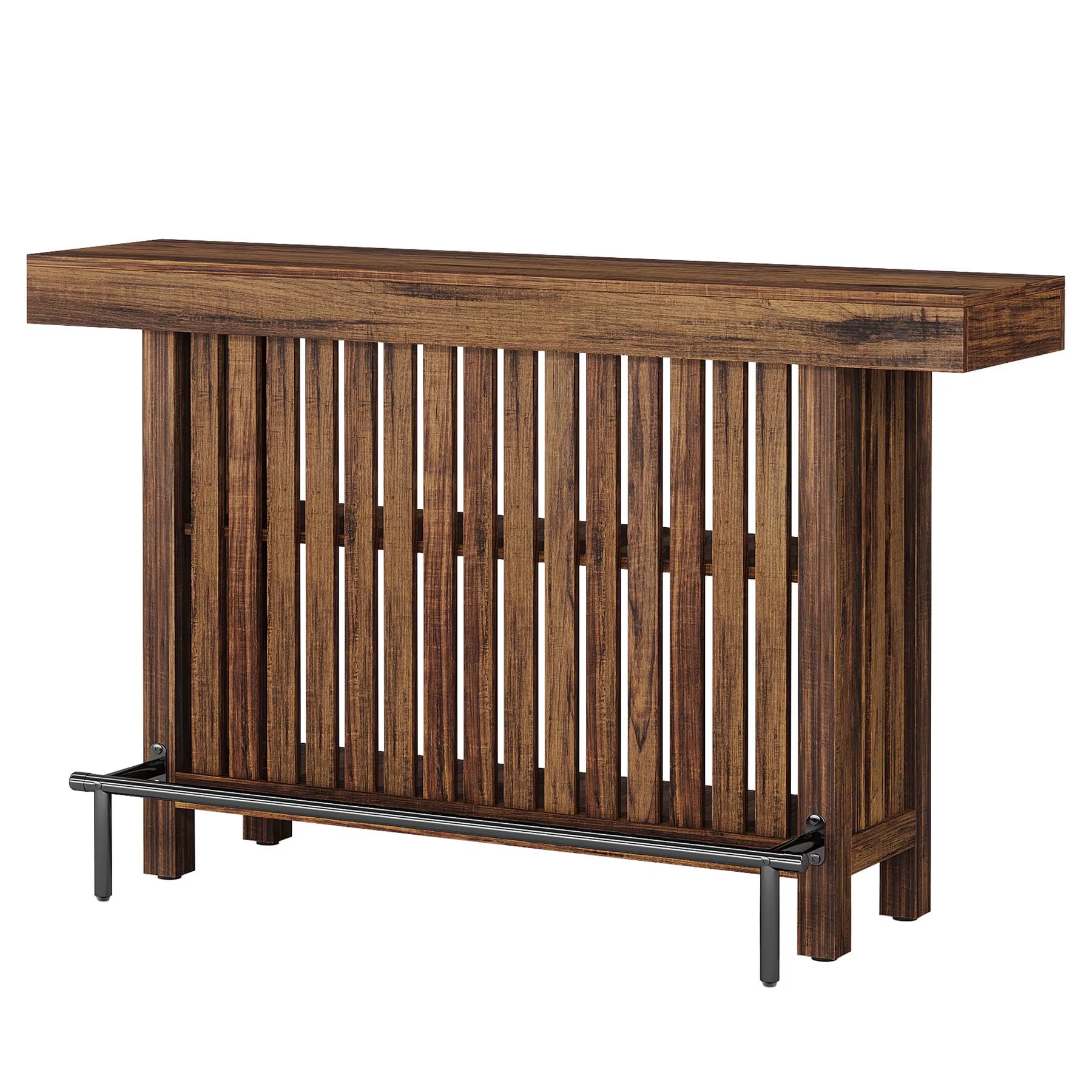 MAYEERTY 63" Bistro Bar Table with 2-Tier Storage, Home Pub Table for Kitchen Dining Room