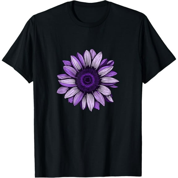 Purple Layered Sunflower Purple Graphic T-Shirt men and women can wear, black, white, gifts
