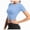Sky Blue, variant on Womens Yoga Crop Workout Top Cross Band Hem Short Sleeve Crew Neck Slim Fit Breathable Summer Blouses