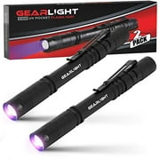 GearLight UV Black Light Flashlight S100 [2 Pack] - Mini Blacklight Ultraviolet Pen Lights for Leak and Hotel Inspection - Pet Urine, Bed Bug, Scorpion, Stain, and Dye Detector