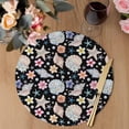 thumbnail image 3 of Coastal Round 13 Inch Placemats Set of 6, Summer Nautical Ocean Floral Shell Starfish Black HeatResistant Non Slip Place Mats for Dining Table, Wipeable Braided Kitchen Table Mats for Housewarming, 3 of 9