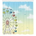 thumbnail image 3 of Ferris Wheel Shower Curtain, Illustration of a Ferris Wheel with Colorful Cars in front of an Open Sky, Fabric Bathroom Set with Hooks, 69W X 70L Inches, Multicolor, by Ambesonne, 3 of 3