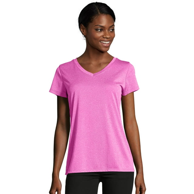 Hanes T-Shirt Sport Chiné Performance Col en V pour Femmes, TG, Frais Berry Heather