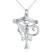 TANGPOET Amulet Ankh Cross Eye of Horus Unisex Necklace Sterling Silver Adult Silver