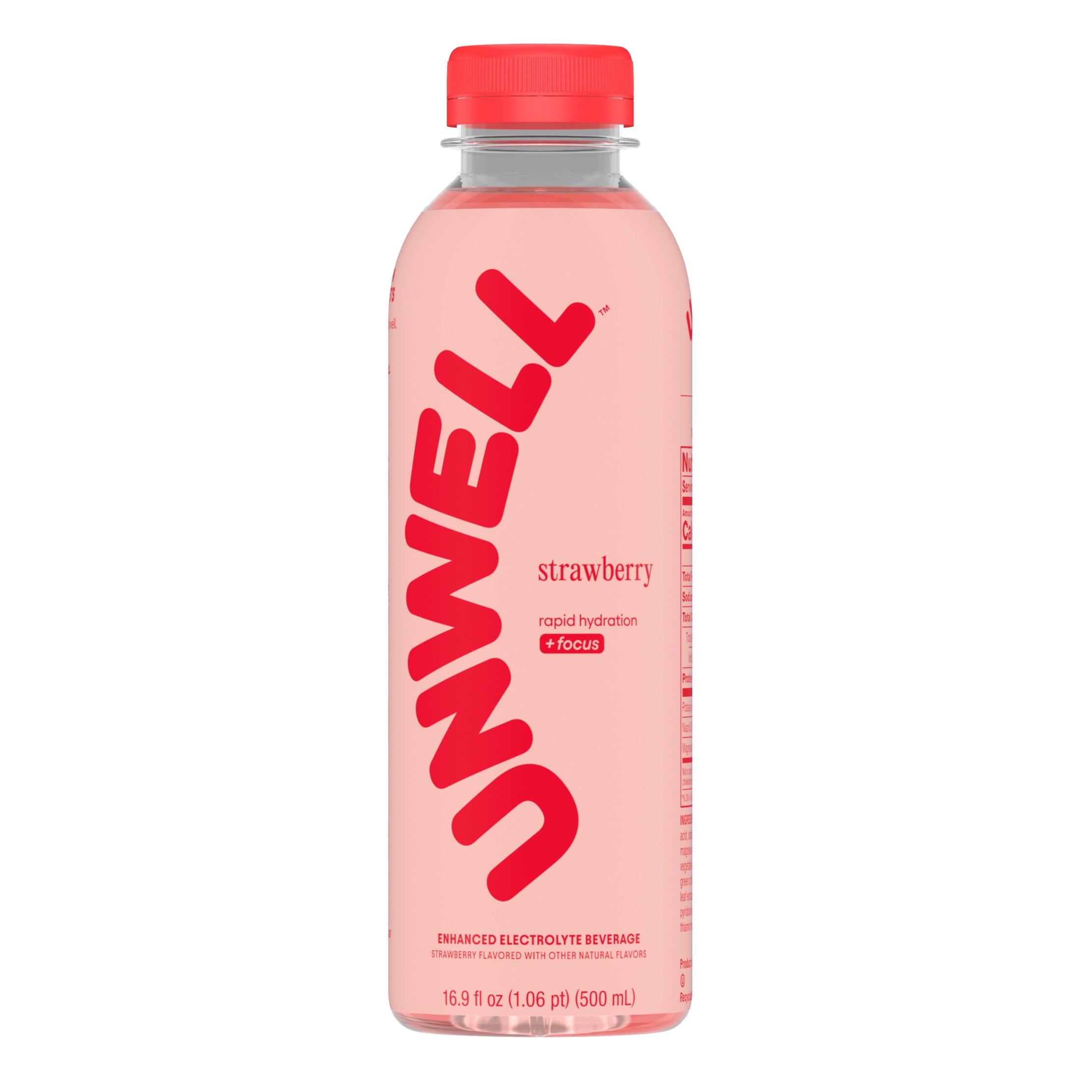 Unwell Hydration Electrolyte Drink for Rapid Hydration + Focus – Strawberry 16.9 fl oz