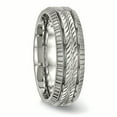 thumbnail image 4 of Bague en Titane Poli Rainurée et Texturée Taille 8, 4 of 6