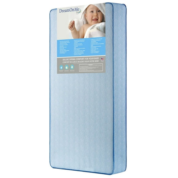 Dream On Me Moonlight Crib and Toddler Coil Mattress, Model #150-130 In Blue