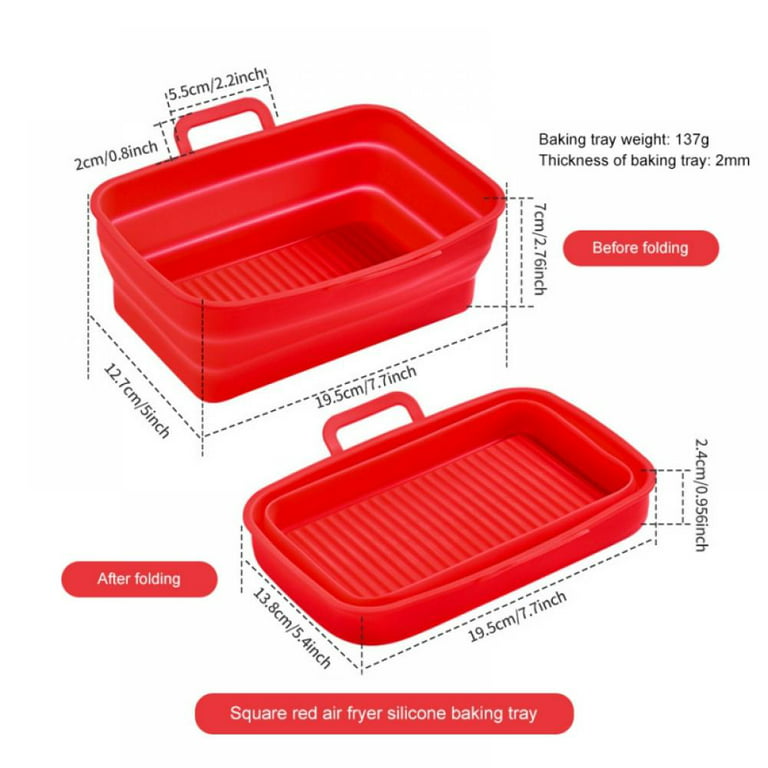 Silicone world Silicone Tray For Air Fryer Oven Baking Tray With Handle  Fried Chicken Pizza Mat Without Oil Silicone Accessories
