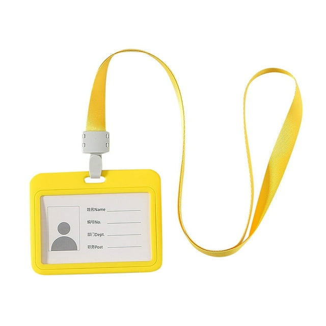 Id Card Name Badge Holders,Vertical Clear Id Card Protector with Black Lanyard,No Paper Card, Combine Freely,Double-Sided Transparent Employee Work Card Holder Employee Plastic ID Card