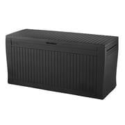 Keter Comfy 70 Gallon Durable Resin Outdoor Storage Deck Box Ideal Store Garden Tools and Pool Toys, Graphite Grey