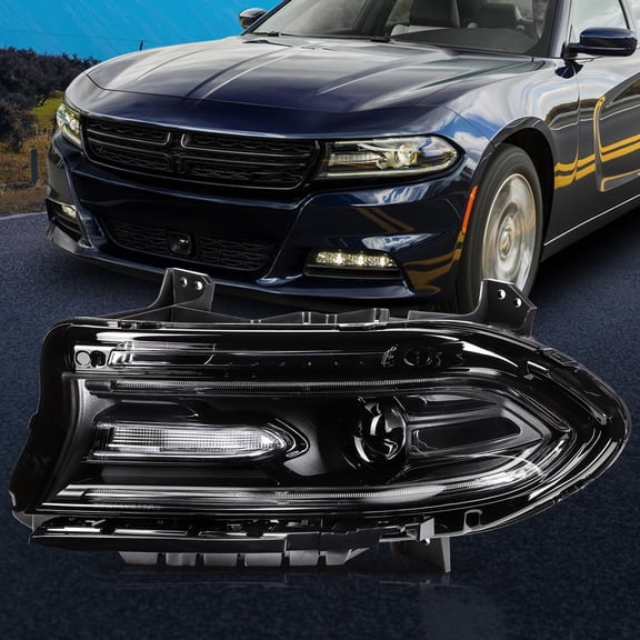 Black Housing For 2015-2021 Dodge Charger Headlight Assembly Drive Side LH