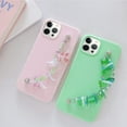 thumbnail image 5 of Compatible with iPhone 13 Pro Max Candy Color Chain Case Bracelet Wrist Strap Cute Pretty Luxury Soft Silicone Ultra Slim Shockproof Protective Cover for Girly Women Green, 5 of 10