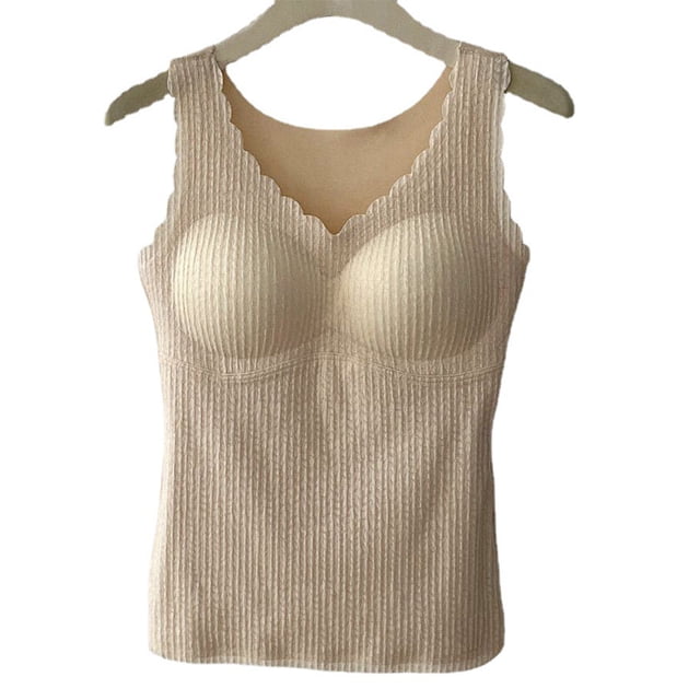 Ropa interior chaleco térmico Top sin mangas tanque cálido invierno mujeres cuerpo delgado con cojín en el pecho