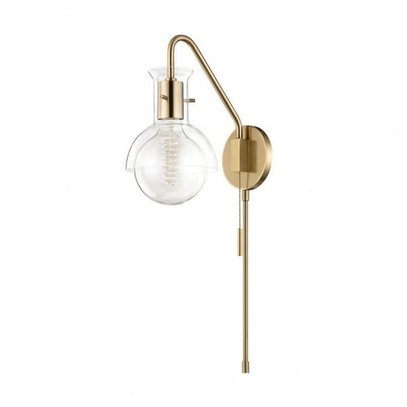 -One Light Wall Sconce with Plug and Glass in Style-6.25 inches Wide By 11.75 inches High-Aged Brass Finish Bailey Street Home 735-Bel-2693178