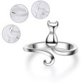 thumbnail image 1 of DPTALR Cute cat temperament Cat tail plated S925 silver creative opening ring for women, 1 of 8