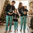 thumbnail image 3 of Family Matching Christmas Pajamas, Letter  Leaf Print Long-Sleeved Round Neck Tops + Plaid Pattern, 3 of 10