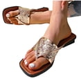 thumbnail image 4 of Flip Flops for Women Square Toe Sequin Thick Sole Non Slip Summer Beach Sandals Gold, 4 of 8