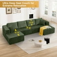 thumbnail image 4 of Modular Sectional Sofa 132" U-Shaped Cloud Couch, Plush Memory Foam Chaise Lounge, Soft Corduroy Living Room Floor Sofa, Green, 4 of 8