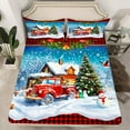 thumbnail image 2 of Manfei Red Truck 4 Pieces Queen Sheet Sets,Happy Christmas Ultra Soft Flat Sheet,Cartoon Snowman Queen Fitted Sheet,Geometric Room Decoration, 2 of 7
