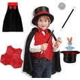 thumbnail image 1 of Set de disfraz de mago ER para niños Rojo Verde con sombrero y varita, 1 of 4