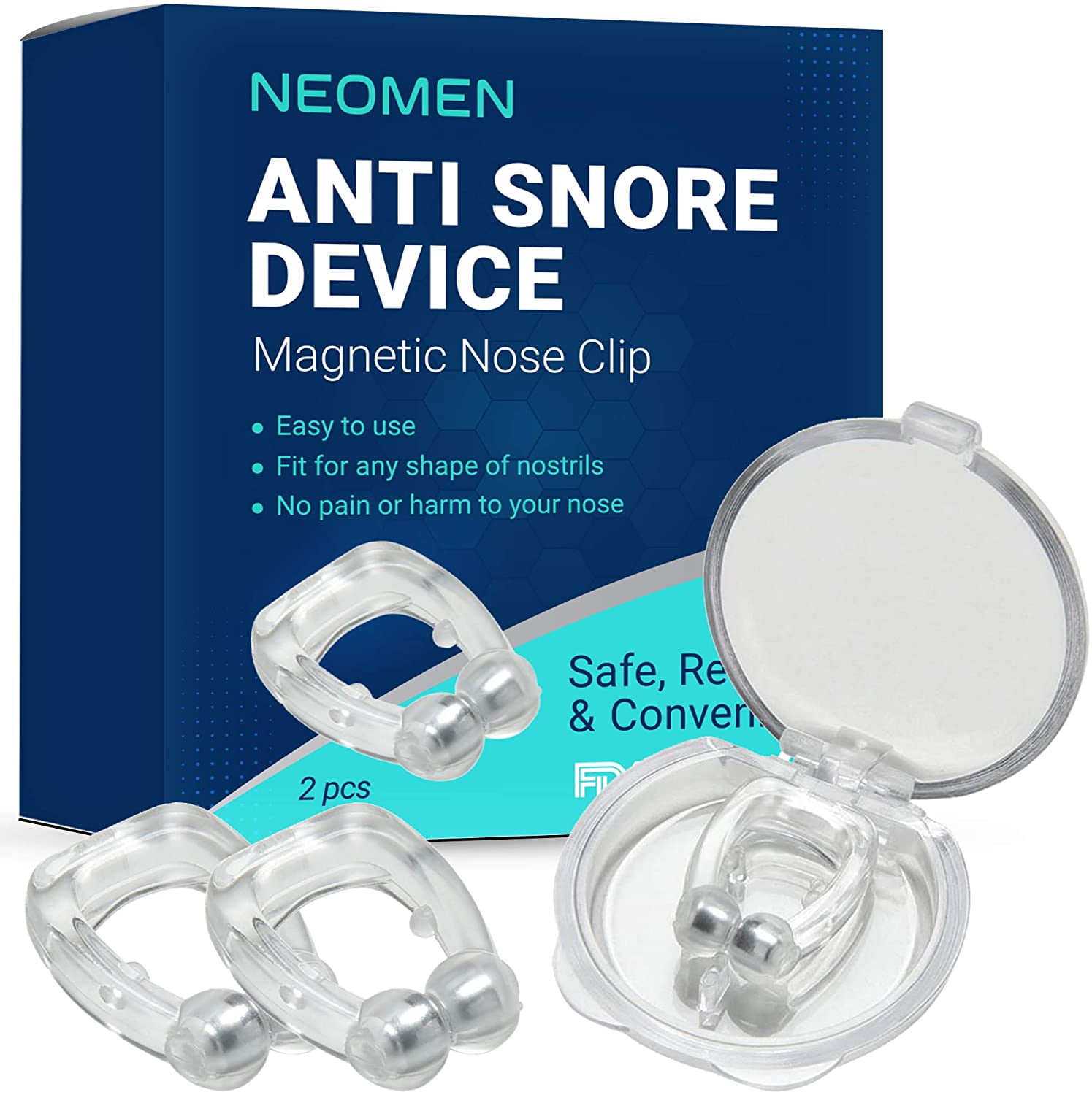 Neomen Upgraded Anti Snoring Solution, Magnetic Anti Snore Clip with Mirror, Snore Stopper Silicone Nose Device, Comfortable & Professional Anti Snoring Devices for Peaceful Night 2Pcs