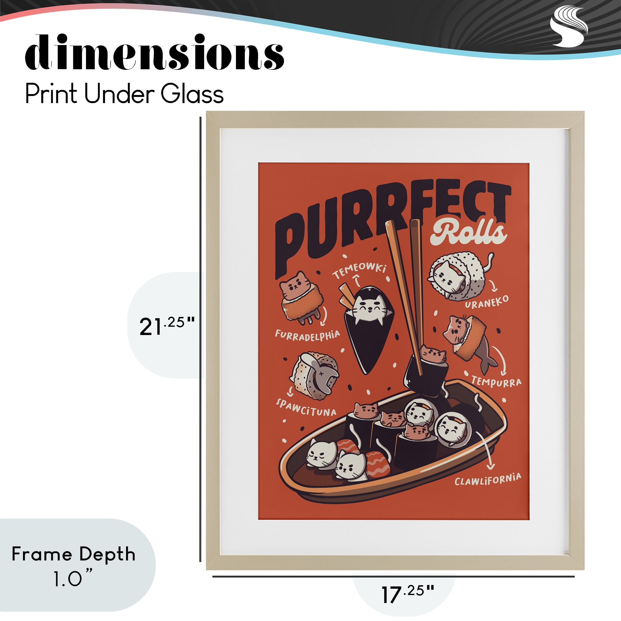 Stupell Industries Purrfect Rolls Sushi Cats Birch Framed Print Under Glass, design by Tobe Fonseca
