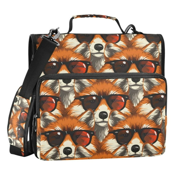 ALAZA Zipper Binder Cool Fox with Sunglasses 3 Ring Trapper Keeper File Folder Organizer Bag