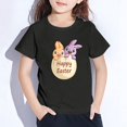 thumbnail image 4 of MZXELPRJD Chemises Filles Pâques 2025 Imprimé Lapin Dessin Animé T-Shirt Graphique Filles Manches Courtes Col Rond Décontracté, 4 of 6