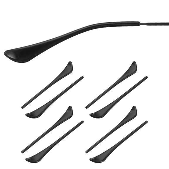 Uxcell 4 Pairs Eye Glass Replacement Temples, Plastic Anti-Slip Eyeglass End Tips Glasses Retainers Fits 1.4mm for Round Thin Metal Eyeglass Sunglasses Temple, Style2 Black