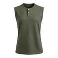 thumbnail image 2 of Zimjoy Henley Tank Tops for Men Waffle 3-Button Sleeveless T Shirts Workout Muscle Hippie Tank Tops Summer Beach Army Green L, 2 of 5