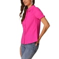 thumbnail image 4 of INSPIRAR CHIC Blusas de Algodón con Cuello Peter Pan y Botones Vintage para Mujeres Chic Fucsia L, 4 of 6