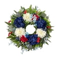 thumbnail image 3 of Virelaxpo Independence Day Wreath Red White Blue Simulated Flowers Home Decor Front Door Wall Fireplace Patriotic 4th of July Holiday, 3 of 6