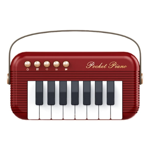 Teclado de piano para niños con mango de silicona, mini piano, instrumento musical educativo, juguete para niños de 4 a 6 años. Rojo