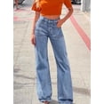 thumbnail image 4 of Women Flare Jeans High Waisted Wide Leg Baggy Jean for Women Stretch Denim Pants Light Blue L, 4 of 9