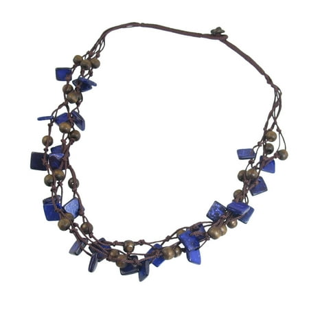 Fashion Jewelry Coco Beads - Dark Purple Nylon Cord Braid 3 Layer Pendant Square Coco Beaded Necklace Chain