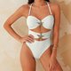 thumbnail image 3 of Traje de baño de una pieza para mujer, conjuntos de bikini para mujer estilo europeo y traje de baño bikini para playa de color liso con borde, ropa de baño de mujer, 3 of 6