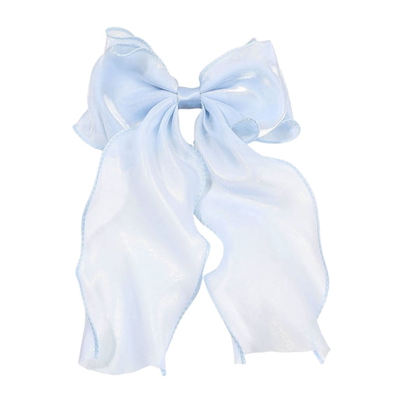 Large Hair Bow Clips for Women - Bright Silk Hair Accessories with Long Tail French Design for Girls