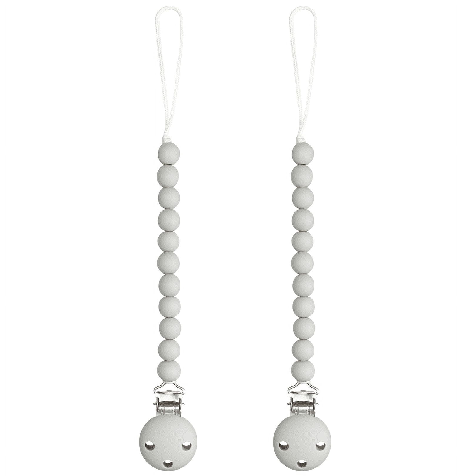 Silicone Pacifier Clips for Boys and Girls, by Comfy Cubs (Grey, Pack of 2)