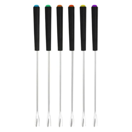 Piwvid 6-Piece Fondue Fork Set Stainless Steel Skewers with Heat-Resistant Handles for Cheese Chocolate Desserts Meat Easy-Clean Tips for Parties Dining Gift Idea