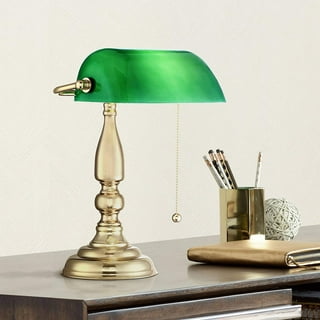Bankers Lamp Touch Control Green Glass Desk Lamp with Brass Base, 3-Way  Dimmable Vintage Desk Lamp for Home Office Workplace Nightstand Bedroom  Library Piano 
