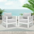 thumbnail image 6 of RoyalCraft 2 Pieces Patio Furniture Aluminum Armchair, All-Weather Outdoor Single Sofa, White Metal Chair with Light Grey Cushions,White, 6 of 8