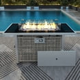 thumbnail image 3 of Harper & Bright Designs 43" Propane Gas Fire Pit Table, 60000 BTU Rectangular Open Weave Wicker Fire Pit with Glass Wind Guard for Outside Patio Deck Garden Backyard, Grey, 3 of 16
