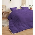 thumbnail image 4 of DNG Creations 1 Piece White Pom Pom Duvet Cover with Zipper Closure, 100% Egyptian Cotton, 800 Thread Cotton ( California King - Solid Purple ), 4 of 5