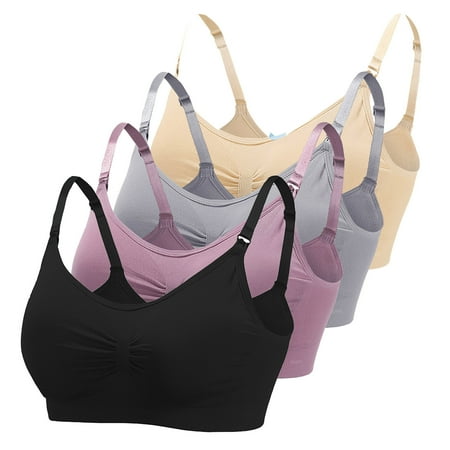 

BIZIZA Women s Bra Front Close Breastfeeding Comfort 4 Pieces Maternity Bras Sleeping Wireless Padded Bralette Multicolor XL