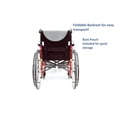 thumbnail image 4 of Silla de ruedas ergonómica ultraligera Karman K-115 de 25 libras con reposapiés extraíble y ruedas de liberación rápida, color rojo, 4 of 5