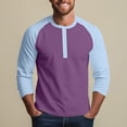 thumbnail image 5 of Hearthz 3/4 Sleeve Tops for Men Henley Neck Baseball Shirt Patchwork Cute Summer Tops for Men Fall Dress Shirts for Men, 5 of 9