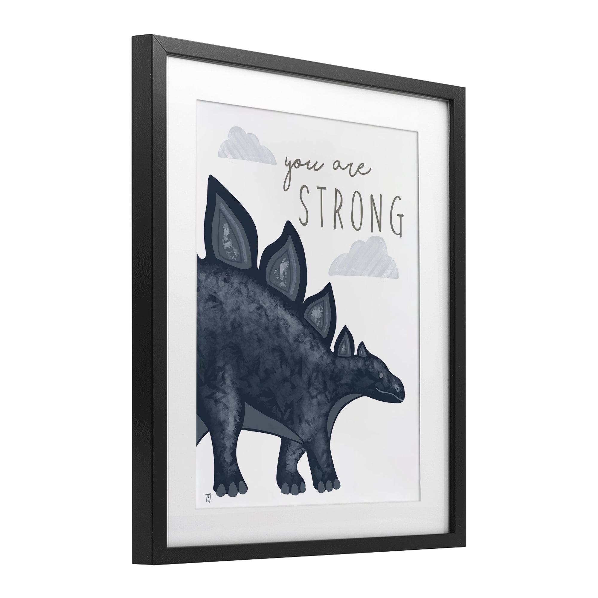 Stupell Industries You Are Strong Dinosaur Black Framed Print Under Glass, design by Elizabeth Tyndall